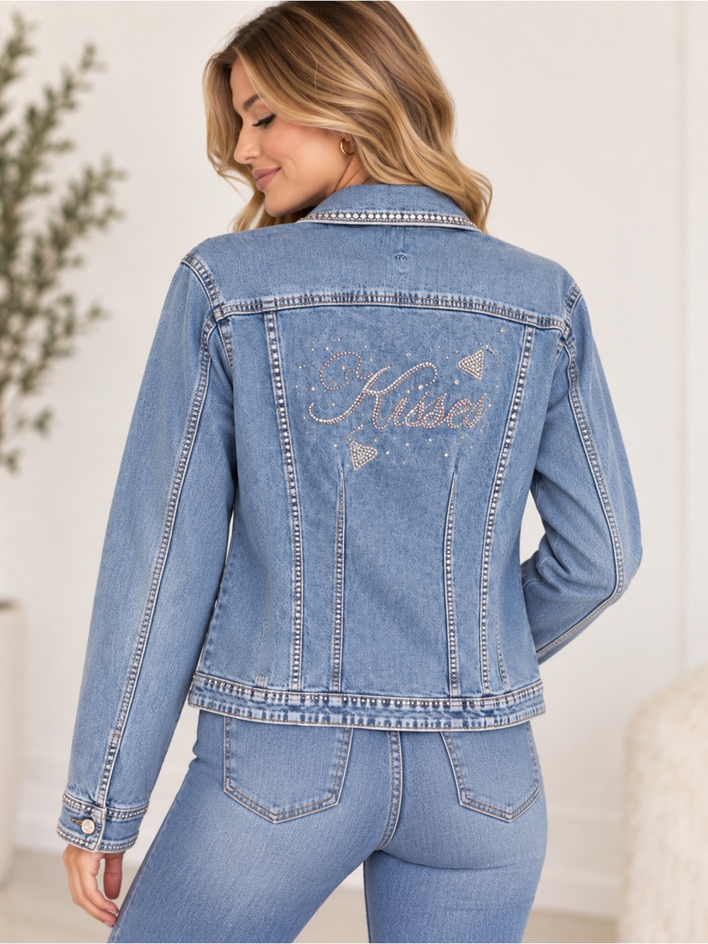 Kissed Rhinestone Embellished Denim Jacket